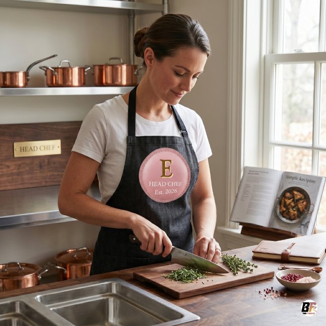 Personalisiertes Monogramm des Chefkochs in Rosa u Schürze (#mother'sday)