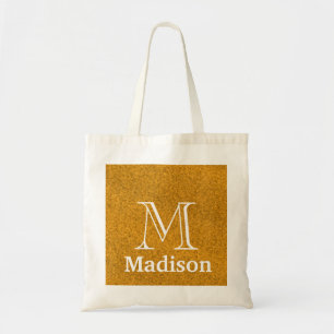 Personalisiertes Monogramm des GoldGlitter-Imitats Tragetasche