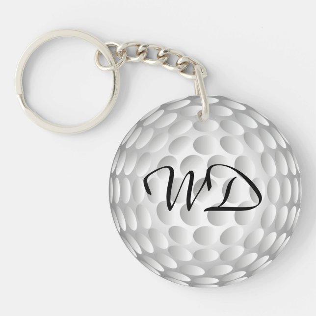 Personalisiertes Monogramm des Golfballs Schlüsselanhänger (Vorderseite)
