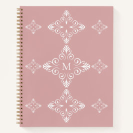 Personalisiertes Monogramm Dusty Rose Vektor Muste Notizbuch