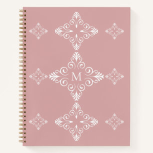 Personalisiertes Monogramm Dusty Rose Vektor Muste Notizbuch