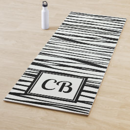 Personalisiertes Monogramm Eleganlinien Schwarzer Yogamatte