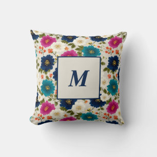 Personalisiertes Monogramm – Elegante moderne Flor Kissen