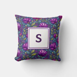 Personalisiertes Monogramm – Elegante moderne Flor Kissen
