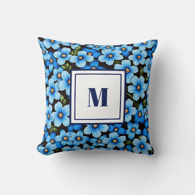 Personalisiertes Monogramm – Elegante moderne Flor Kissen (Vorderseite)