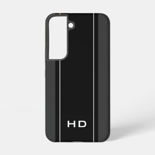 Personalisiertes Monogramm elegante schwarze Strei Samsung Galaxy Hülle