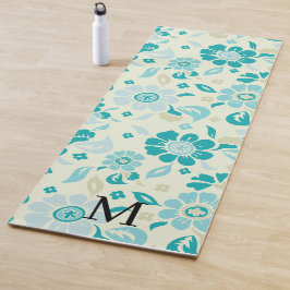 Personalisiertes Monogramm elegantes Blumenmuster Yogamatte