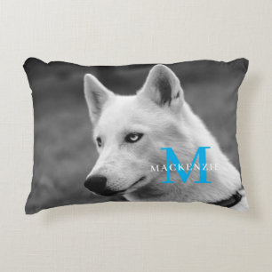 Personalisiertes Monogramm Elegantes Dog Pet Foto Dekokissen