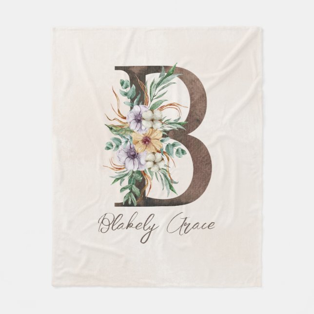 Personalisiertes Monogramm Fleece Blanket, Initial (Vorderseite)