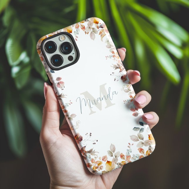 Personalisiertes Monogramm Floral Case-Mate iPhone Hülle (Von Creator hochgeladen)