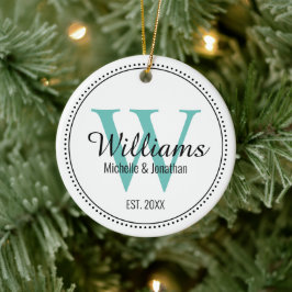 Personalisiertes Monogramm frisch Aquamarines Grün Keramik Ornament