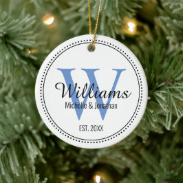 Personalisiertes Monogramm frisch blau Keramik Ornament