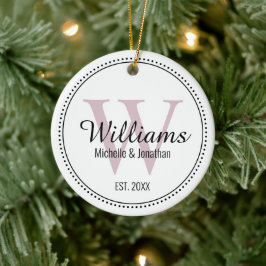 Personalisiertes Monogramm, frisch gelb, rosa Keramik Ornament
