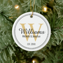 Personalisiertes Monogramm, frisch verheiratetes G Keramik Ornament