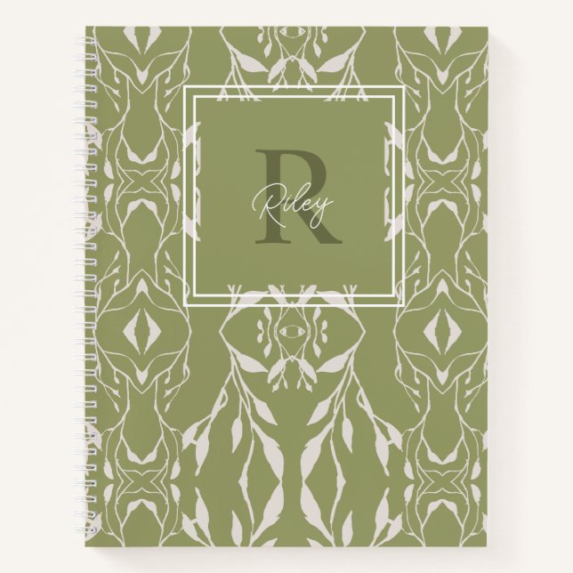 Personalisiertes Monogramm für Sage Green Notizbuch (Vorderseite)
