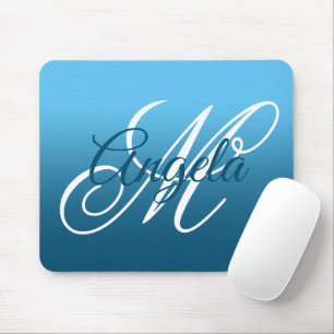 Personalisiertes Monogramm für Sky und Ocean Blue Mousepad