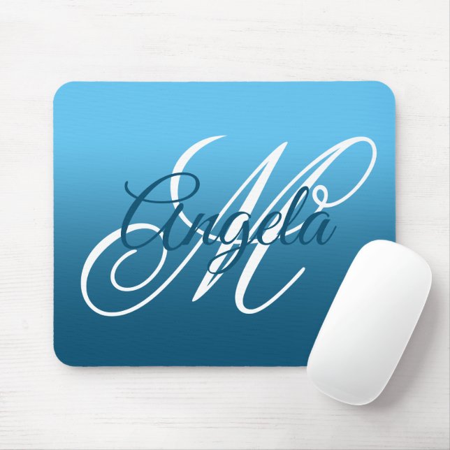 Personalisiertes Monogramm für Sky und Ocean Blue  Mousepad (Mit Mouse)