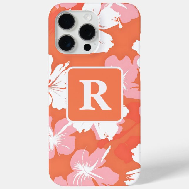 Personalisiertes Monogramm für tropischen Hibiskus Case-Mate iPhone Hülle (Rückseite)