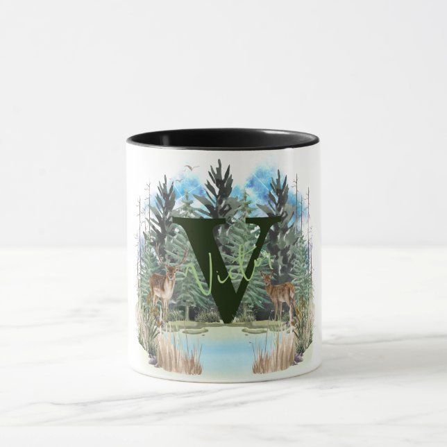 Personalisiertes Monogramm für Wasserfarben, Buchs Tasse (Zentrum)