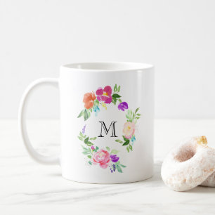 Personalisiertes Monogramm für weibliche Blumenkra Tasse