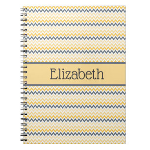Personalisiertes Monogramm Gelb Grau Chevron  Notizblock