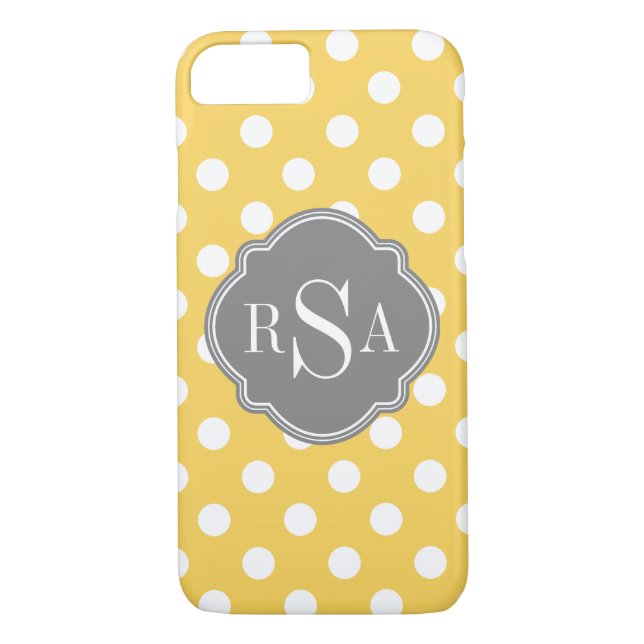 Personalisiertes Monogramm-Gelbpolka-Punktmuster Case-Mate iPhone Hülle (Rückseite)