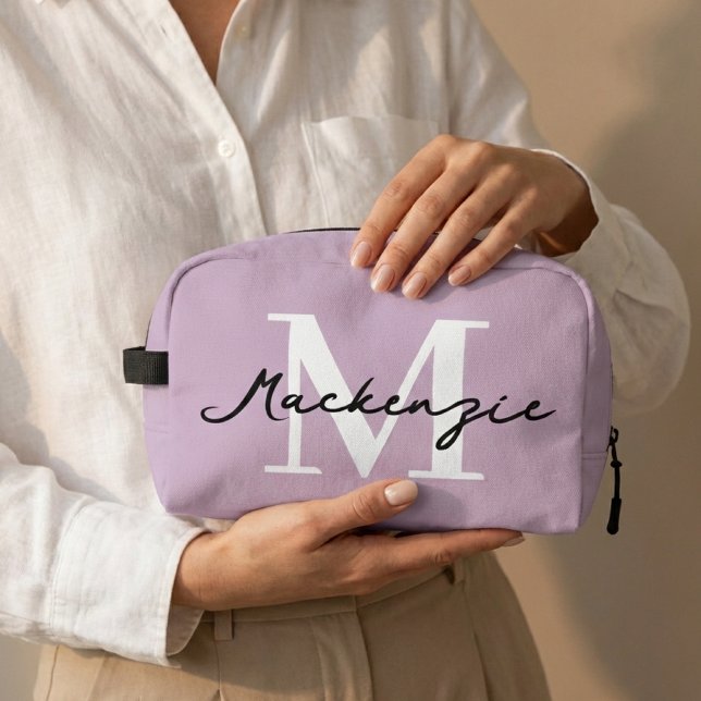 Personalisiertes Monogramm-Geschenk als Partyfavor Waschbeutel (Lilac Monogram Bridesmaid Makeup Bag Personalized Wedding Thank You Gift)