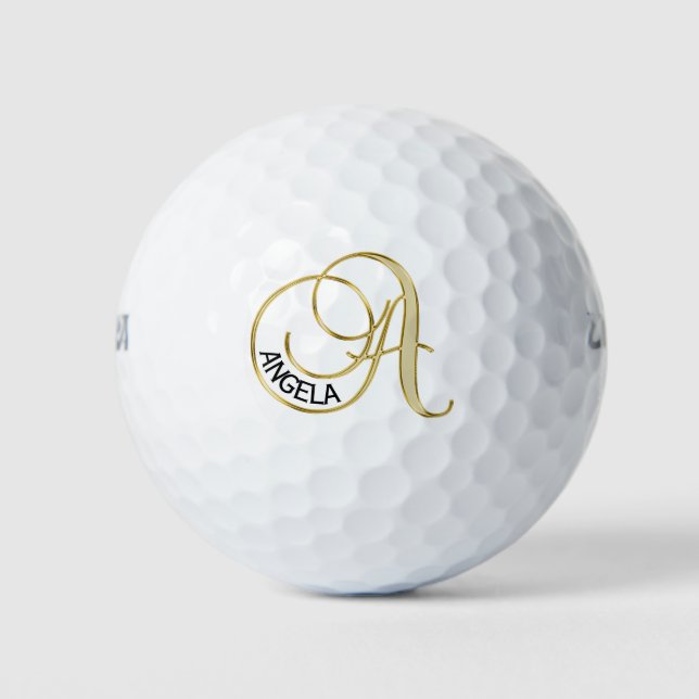 Personalisiertes Monogramm Gold Letter A - Geschen Golfball (Vorderseite)