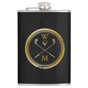 Personalisiertes Monogramm Gold und Schwarz Flachmann