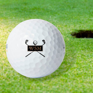 Personalisiertes Monogramm Gold und Schwarz Golfball