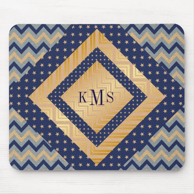 Personalisiertes Monogramm Golden Nautical Mousepa Mousepad (Vorne)