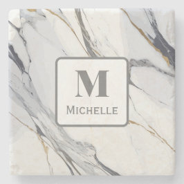 Personalisiertes Monogramm, grau und weiß Steinuntersetzer