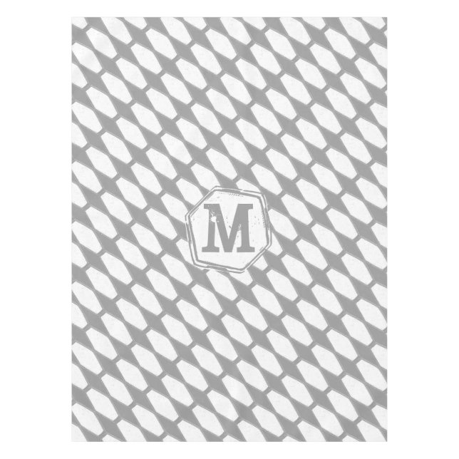 Personalisiertes Monogramm, graues geometrisches M Tischdecke (Vorderseite)