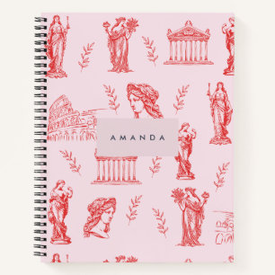 Personalisiertes Monogramm griechisches Statuenges Notizbuch