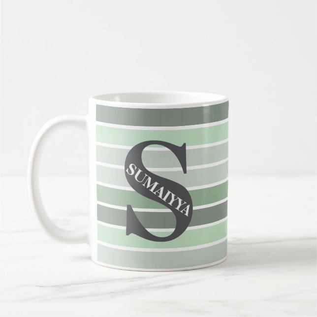Personalisiertes Monogramm "Grüne Farbtöne" gestri Kaffeetasse (Links)