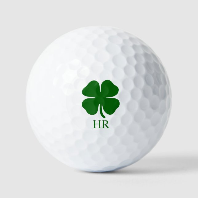 Personalisiertes Monogramm Grüner Klee Golfball (Vorderseite)