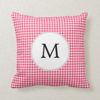 Personalisiertes Monogramm Hahnentrittmuster Rosa  Kissen