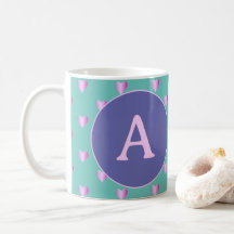 Personalisiertes Monogramm Herz Lilac Aquamarin