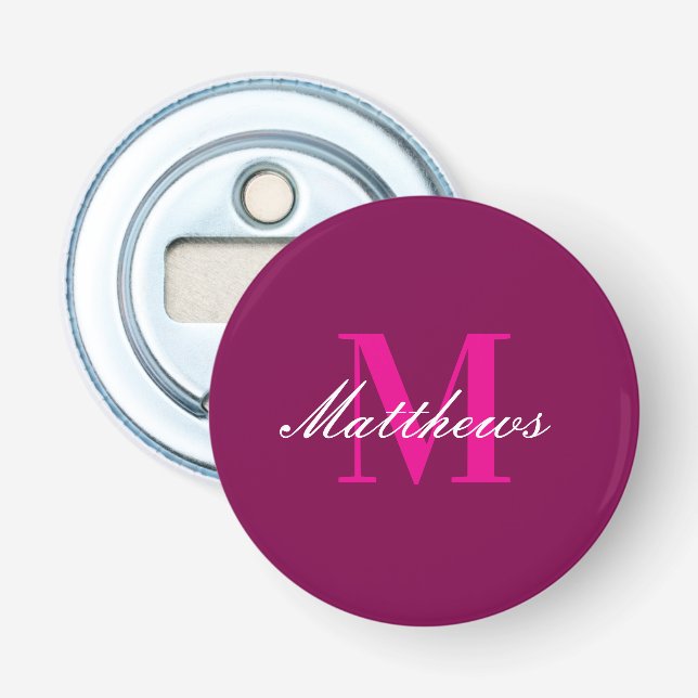 Personalisiertes Monogramm in individueller Farbe, Flaschenöffner (Vorderseite)