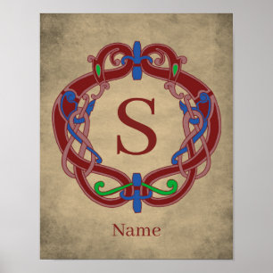 Personalisiertes Monogramm Initial keltisches Desi Poster