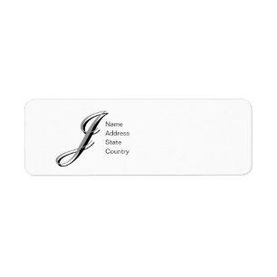 Personalisiertes Monogramm J Schrift Rücksendeadre