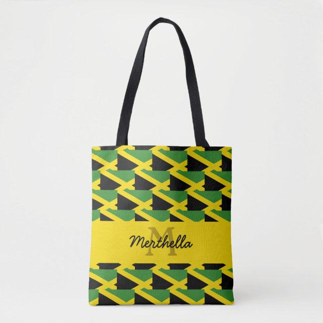 Personalisiertes Monogramm JAMAICA FLAG Tote Bag (Vorderseite)