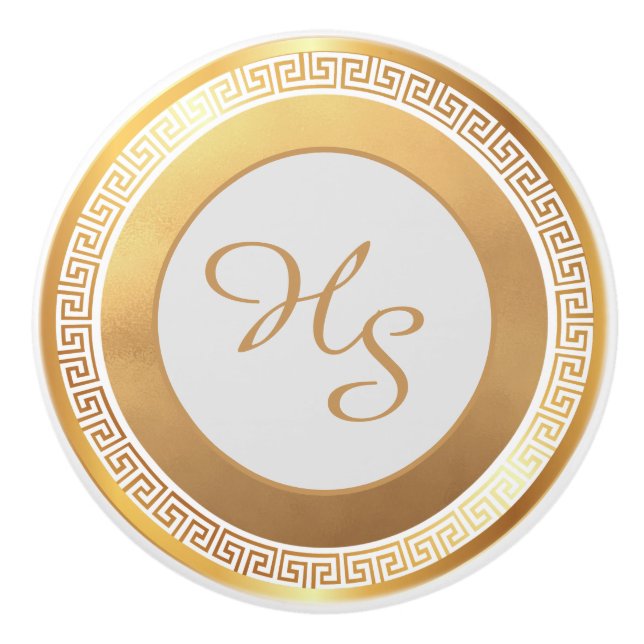 Personalisiertes Monogramm Keramikknauf (Vorderseite)