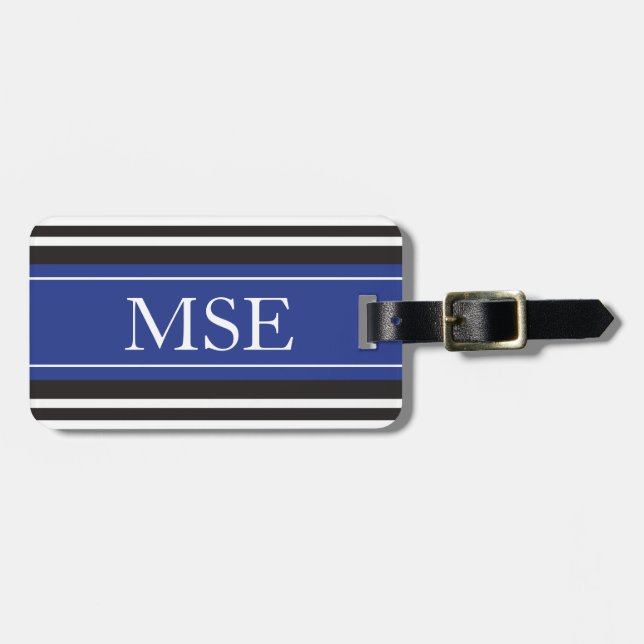 Personalisiertes Monogramm-königliche blaues Gepäckanhänger (Vorderseite horizontal)