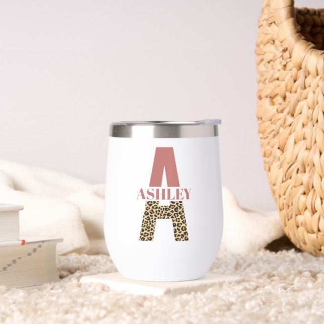 Personalisiertes Monogramm Letter A Pink Leopard-D (Wohnzimmer)
