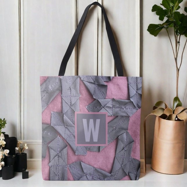 Personalisiertes Monogramm lila geometrisch abstra (Von Creator hochgeladen)
