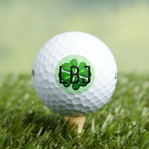 Personalisiertes Monogramm Lucky 4 Leaf Kleber Gol Golfball