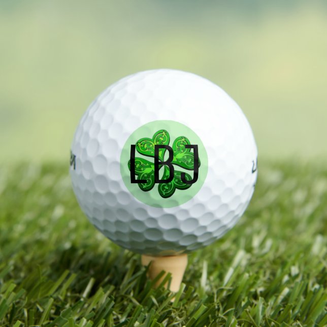 Personalisiertes Monogramm Lucky 4 Leaf Kleber Gol Golfball (Insitu T-Shirt)