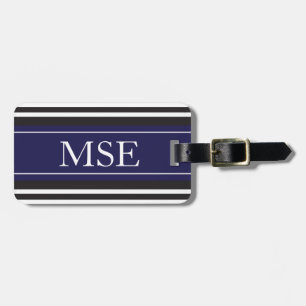 Personalisiertes Monogramm-Marine-Schwarzes Gepäckanhänger