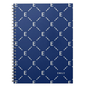 Personalisiertes Monogramm, marineblaues geometris Notizblock